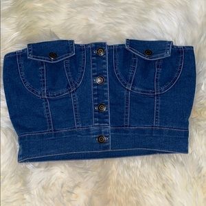 Jean Strapless top